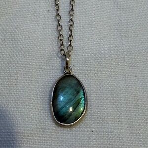 Vintage Labradorite Gemstone 925 Sterling Silver Handmade Pendant Necklace